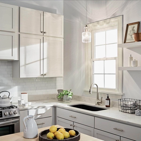 Szklana lampa nad wyspę Riviera KL-RIVIERA-P-B retro nikiel przezroczysta