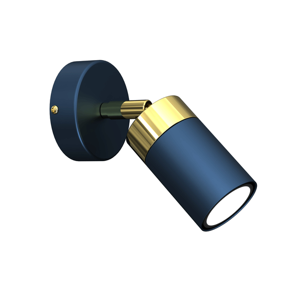 Metalowy kinkiet ruchomy Joker do sypialni niebieski złoty