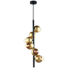 Designerska LAMPA wisząca MALMO PEN-5104-6-BKGD Italux metalowa OPRAWA kule BALLS czarny molekuły złote
