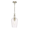 Wisząca lampa na łańcuchu Nida NID0175 dmuchane szkło mosiądz