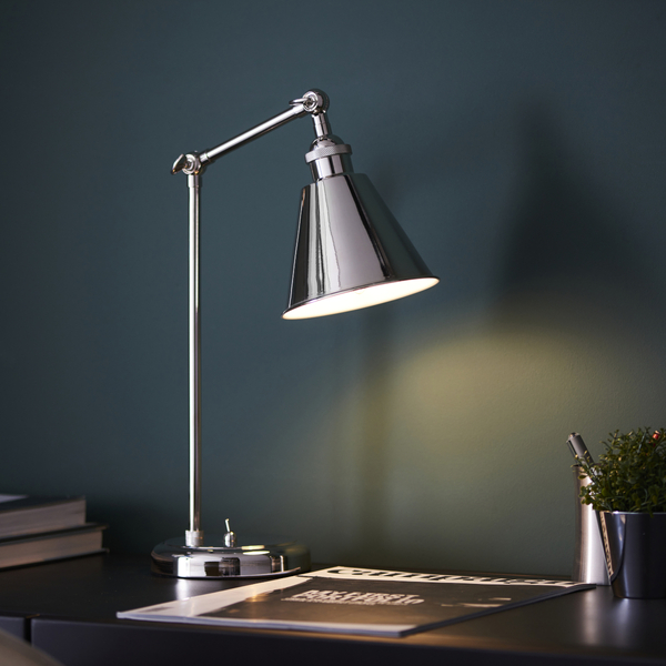 Stołowa lampa vintage L&-197836 Light& z regulacją stożek nikiel