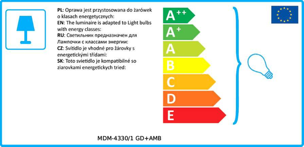 Wisząca LAMPA skandynawska CARDENA MDM-4330/1 GD+AMB Italux loftowa OPRAWA szklany ZWIS kula ball bursztynowy