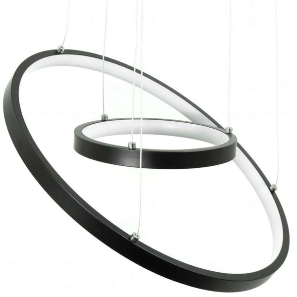 LAMPA wisząca SLP6578 MDECO okrągła OPRAWA zwis LED 63W rings pierścienie z pilotem czarne