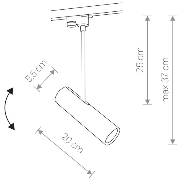 LAMPA sufitowa PROFILE EYE SUPER C 9244 Nowodvorski metalowa OPRAWA tuba do 1-fazowego systemu szynowego czarna