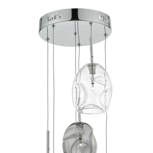 Szklana lampa wisząca QUINN QUI6410 przydymiony przezroczysty chrom