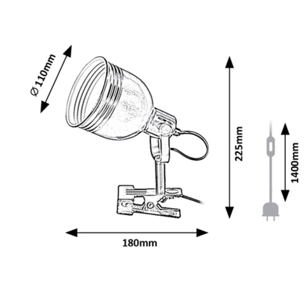 Loftowa lampa na klips Flint 3092  czarna lampka ruchoma z włącznikiem