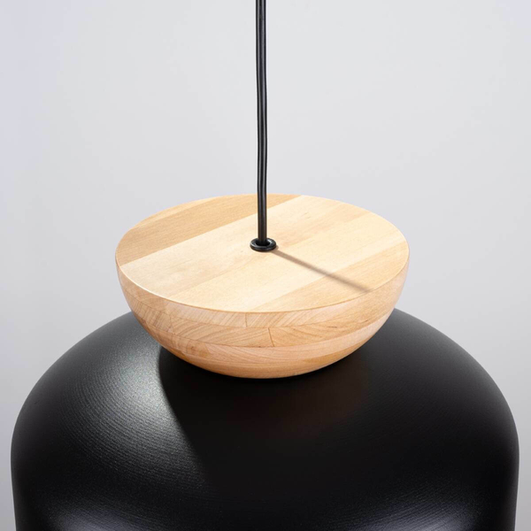 Wisząca lampa do salonu Marion SL.1351 półokrągła drewniana czarna
