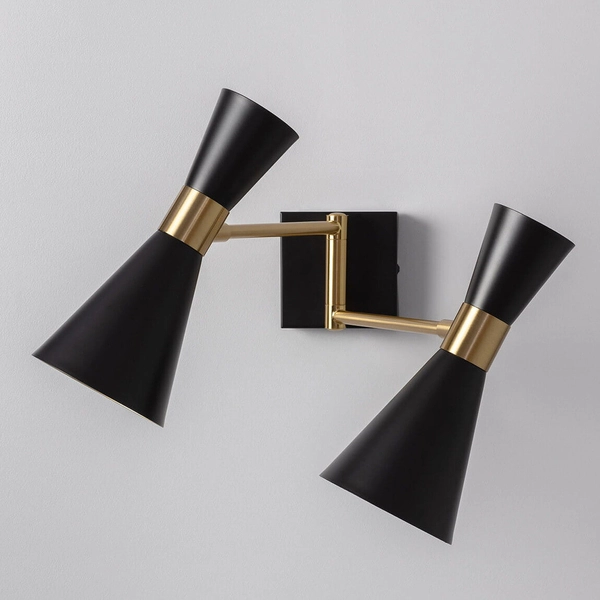 Podwójna lampa ścienna Salvatore ABR-2KSZ Abruzzo regulowana czarny złoty