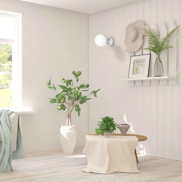 Kinkiet LAMPA ścienna SFERA WOOD MLP5423 Milagro szklana OPRAWA skandynawska kula ball biała drewno