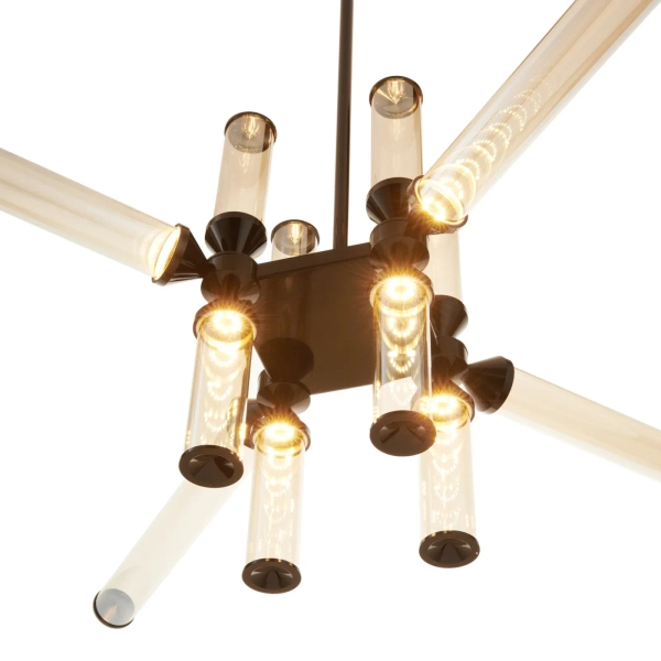 Żyrandol loftowy czarny bursztynowy QUADRO LED 36W 3000K RH115-12P amber