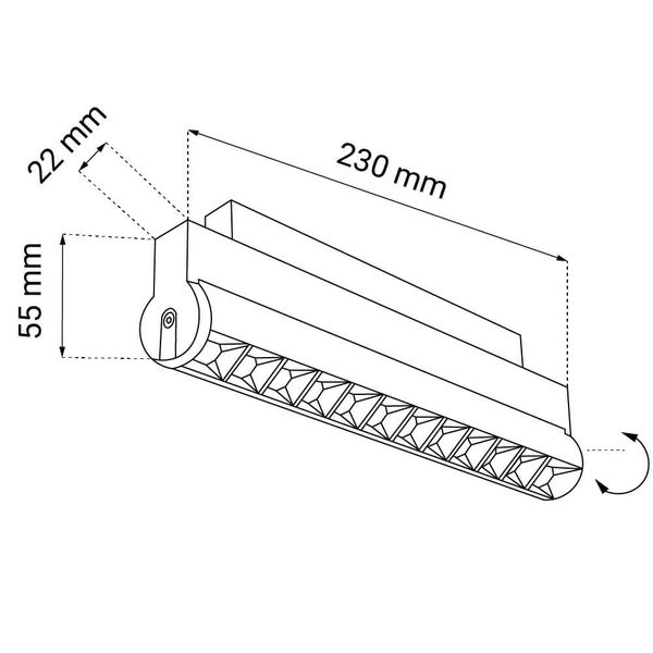 Diodowa lampa do szyn magnetycznych Komatsu 6600 LED 12W 4000K czarna