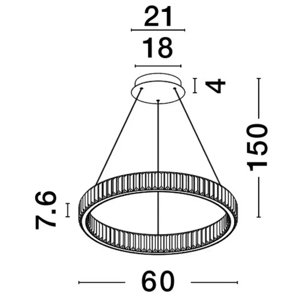 Wisząca lampa kryształowa Bauta okrągła LED 40W złota