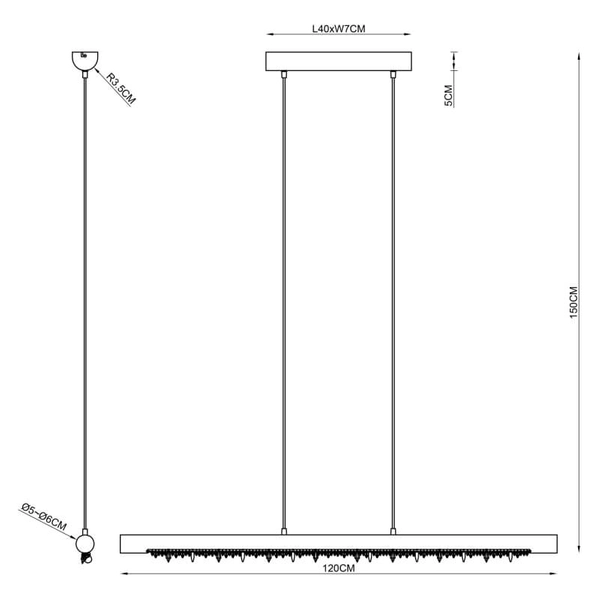 Lampa wisząca kryształowa Felicitas 15354-20 LED 20W 3000K drewniana czarna