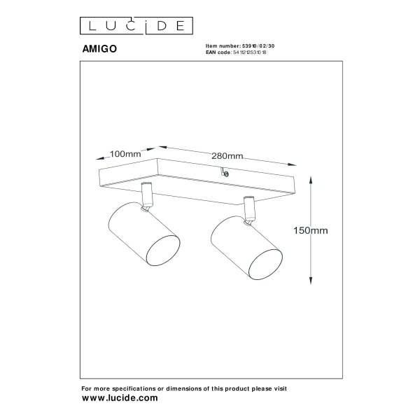 Regulowana lampa z reflektorami AMIGO 53910/02/30 sufitowa czarny