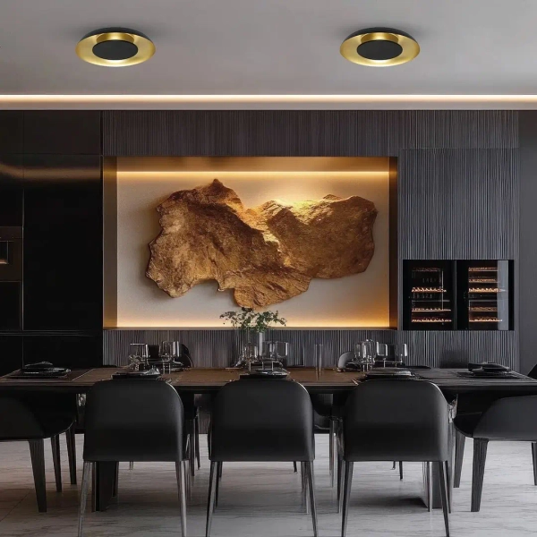 Ledowa lampa nasufitowa Piattino ML1812 LED 30W 3000-6000K czarny złoty