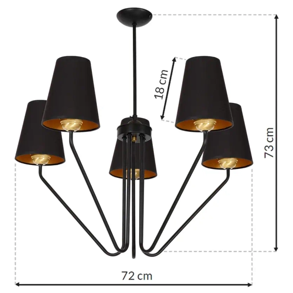 Abażurowa lampa wisząca VICTORIA BLACK MLP4913 tkaninowa czarna
