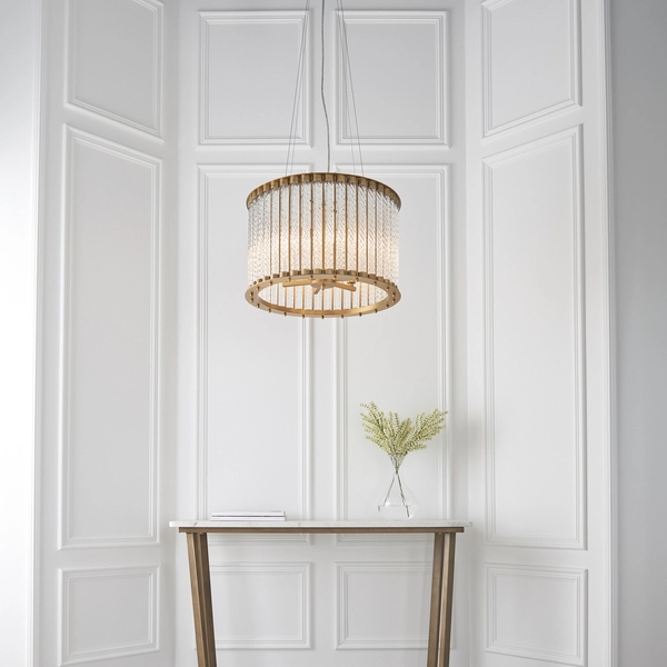 Lampa wisząca z kryształkami L&-181999 Light& tuba hampton złota