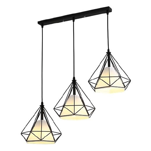 Industrialna lampa wisząca Diamond CHNR3L-E27 Abigali druciana czarna biała