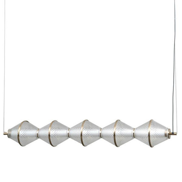 Lampa zwieszana Fuente PND-34395-5-HBR LED 125W 3000K złoty przezroczysty