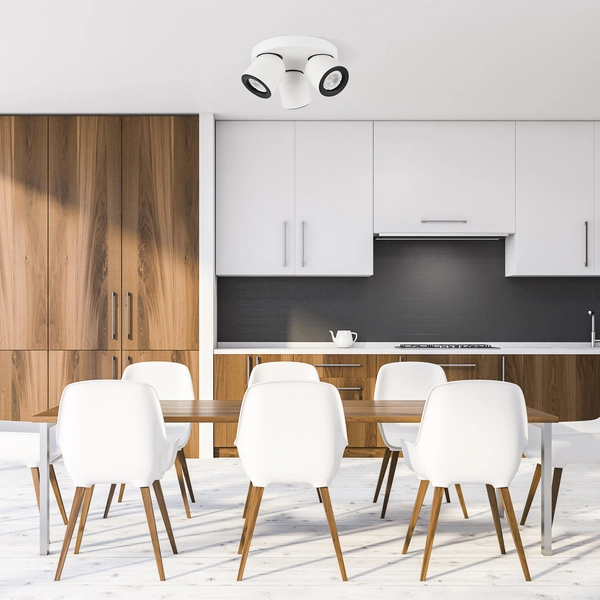 Sufitowa LAMPA plafon NUORA SPL-2855-3C-WH Italux okrągła OPRAWA metalowa regulowane reflektorki białe czarne