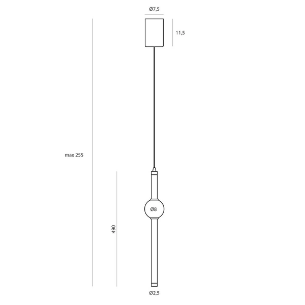 Wisząca lampa kamienna VERDES P0611 LED 10W 3000K tuba czarna