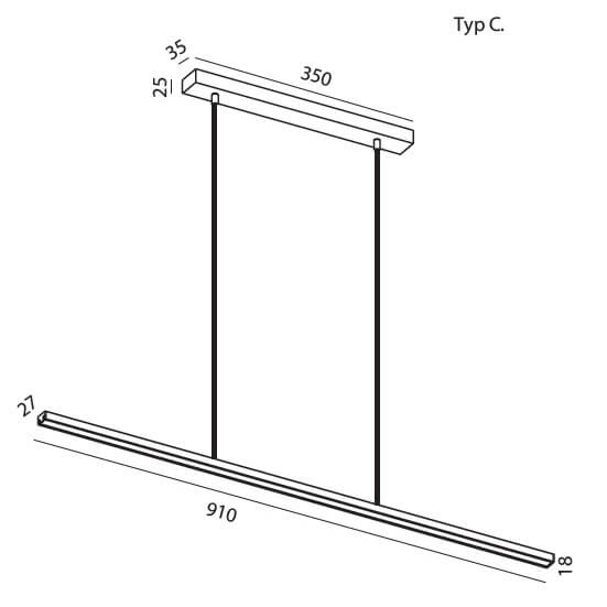 Wisząca lampa do salonu Slima 5122C02203-11 Elkim LED 18W 4000K liniowa
