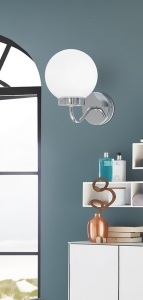 Łazienkowa LAMPA ścienna TOGO 5827 Rabalux metalowa OPRAWA kinkiet loftowy kula ball IP44 chrom biała