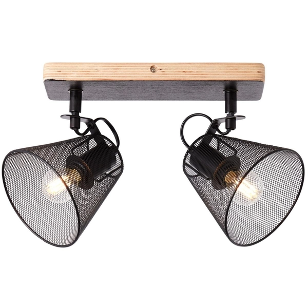 Młodzieżowa lampa sufitowa Whole 40113/76 druciana czarna drewno