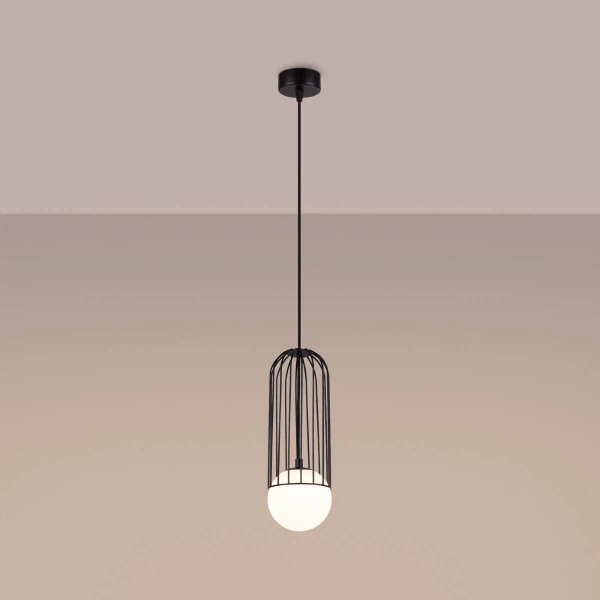 Lampa zwis Brina SL.1332 Sollux klatka bańka do salonu czarna
