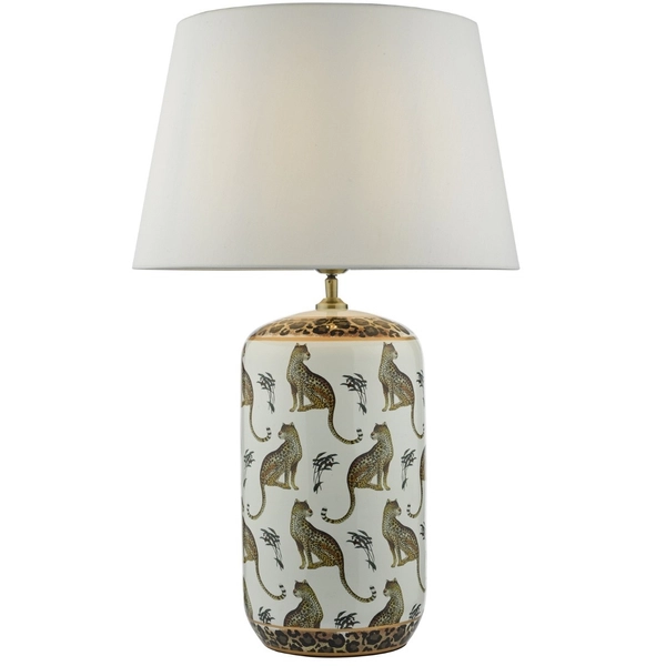 Ceramiczna lampa stołowa Tigris TIG422+PYR182 Dar Lighting pantera ecru