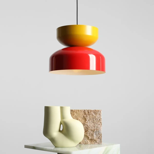 Wisząca lampa nad blat Tula 1132G19_14_C do salonu czerwona żółta