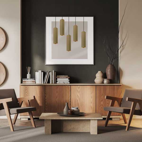 Zwisająca lampa Tecno PND-37492-1-GD Italux do kuchni rurka złota