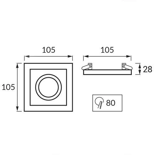 Wpuszczana LAMPA sufitowa BORYS D 03219 Ideus podtynkowa OPRAWA kwadratowa do zabudowy srebrna biała