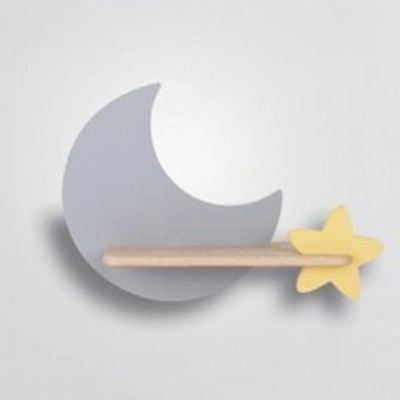 Dziecięcy kinkiet Moon drewniany księżyc LED 5W 4000K szary