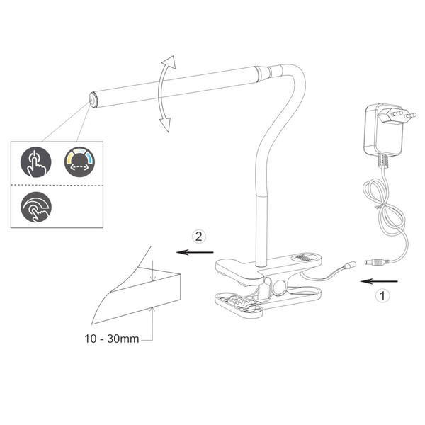 Regulowana lampa na klips NEVADA R57941132 LED 5W 3000-5000K czarny