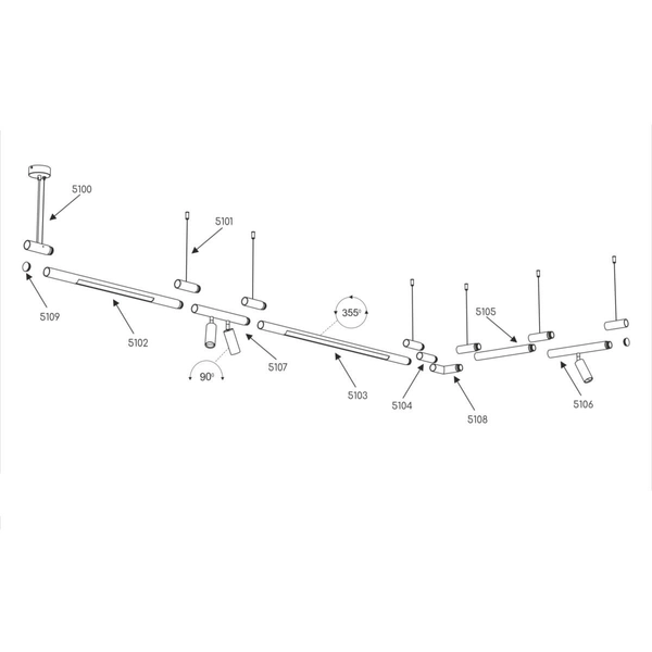 Oświetlenie modułowe Mafra 5102 Shilo na linach metalowe czarny