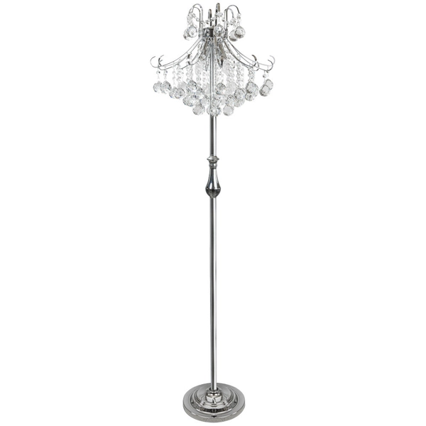 Glamour LAMPA stojąca Barcelona 6245/4F 21QG Elem podłogowa OPRAWA szklana z kryształkami crystals mosiądz przezroczysta
