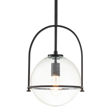 Zwisowa lampa QN-SOMERSET-P-C-BK szklana kula czarna