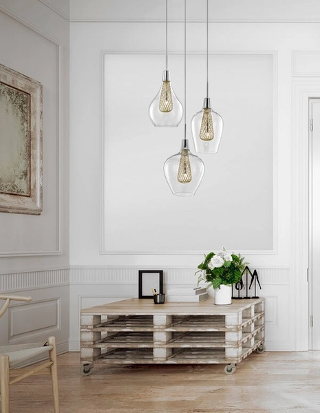 Nowoczesna lampa wisząca Zarza 3-punktowa chrom złota