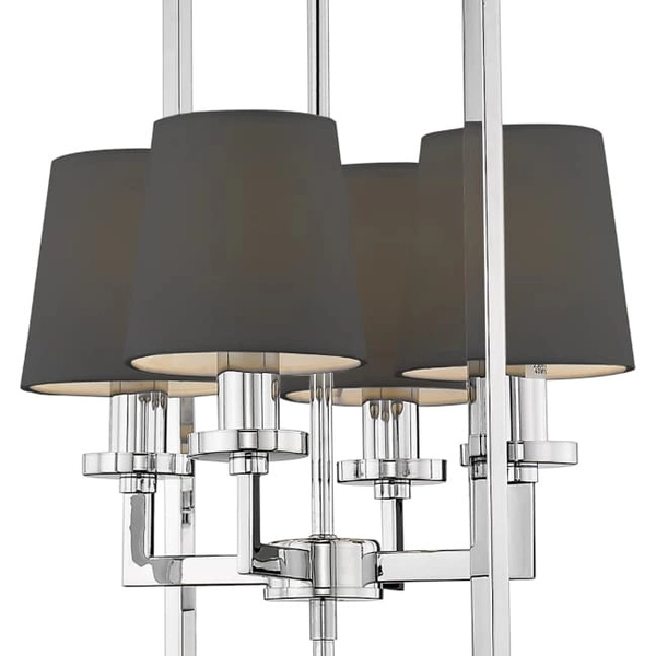Lampa wisząca do salonu London p04021ch-bk Cosmolight metal tkanina srebrna czarna