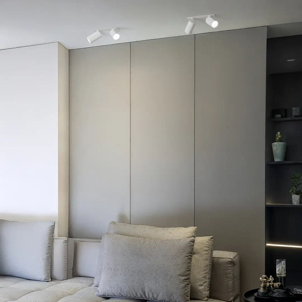 Minimalistyczna podtynkowa lampa Bora 1615 cylindryczne tubki biały