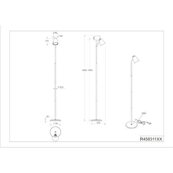 Lampa podłogowa do czytania PONGO R45831102 LED 4,5W 3000K czarny