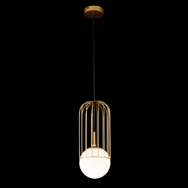 Druciana LAMPA wisząca TELFORD P362PL-01G Maytoni modernistyczna OPRAWA szklana kula zwis złoty biały