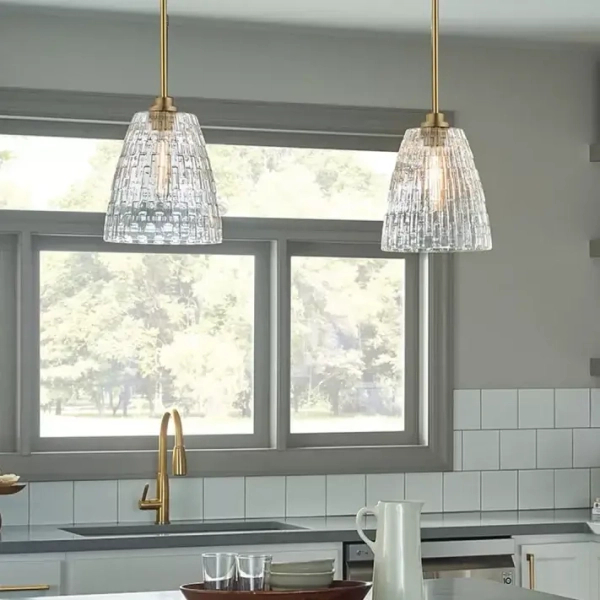 Wisząca lampa fasetowana Windsor mosiadz 1xE27 do jadalni nad stół ELS-WINDSOR-P-PNBR