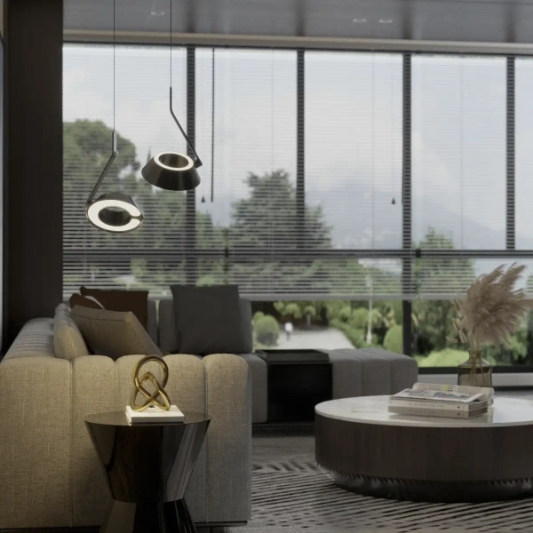 Lampa wisząca okragła do salonu Garta PL0147-BK LED 12+24W 3000K czarny