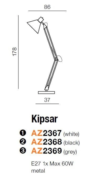 Nowoczesna lampa podłogowa Kipsar AZ2367 Azzzardo metalowa regulacja szara