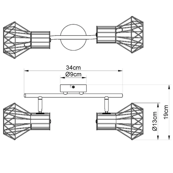 Industrialna LAMPA sufitowa PRISKA 54017-2 Globo metalowa OPRAWA plafon druciane klatki regulowane czarne