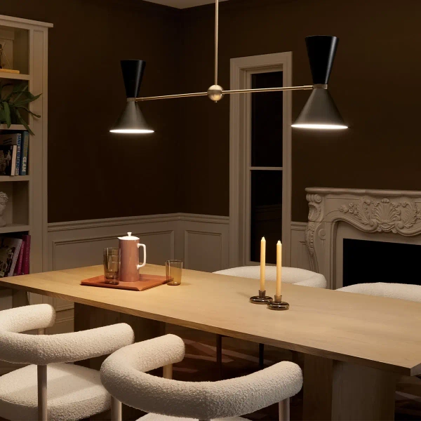 Podwójna lampa wisząca nad stół Phix KL-PHIX-2-LINEAR-CBB regulowana czarna