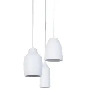 Potrójna lampa wisząca Nora 41380 do jadalni z ceramiki biała