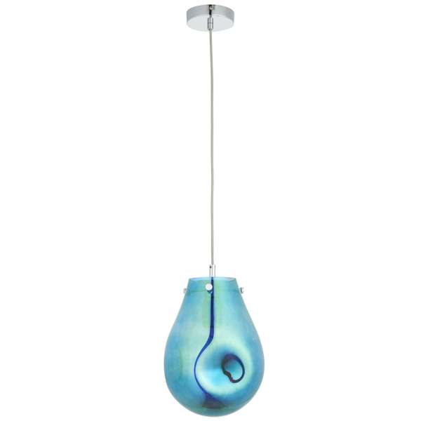 Zwisowa lampa gruszka L&-199517 Light& szkło benzynowe niebieskie